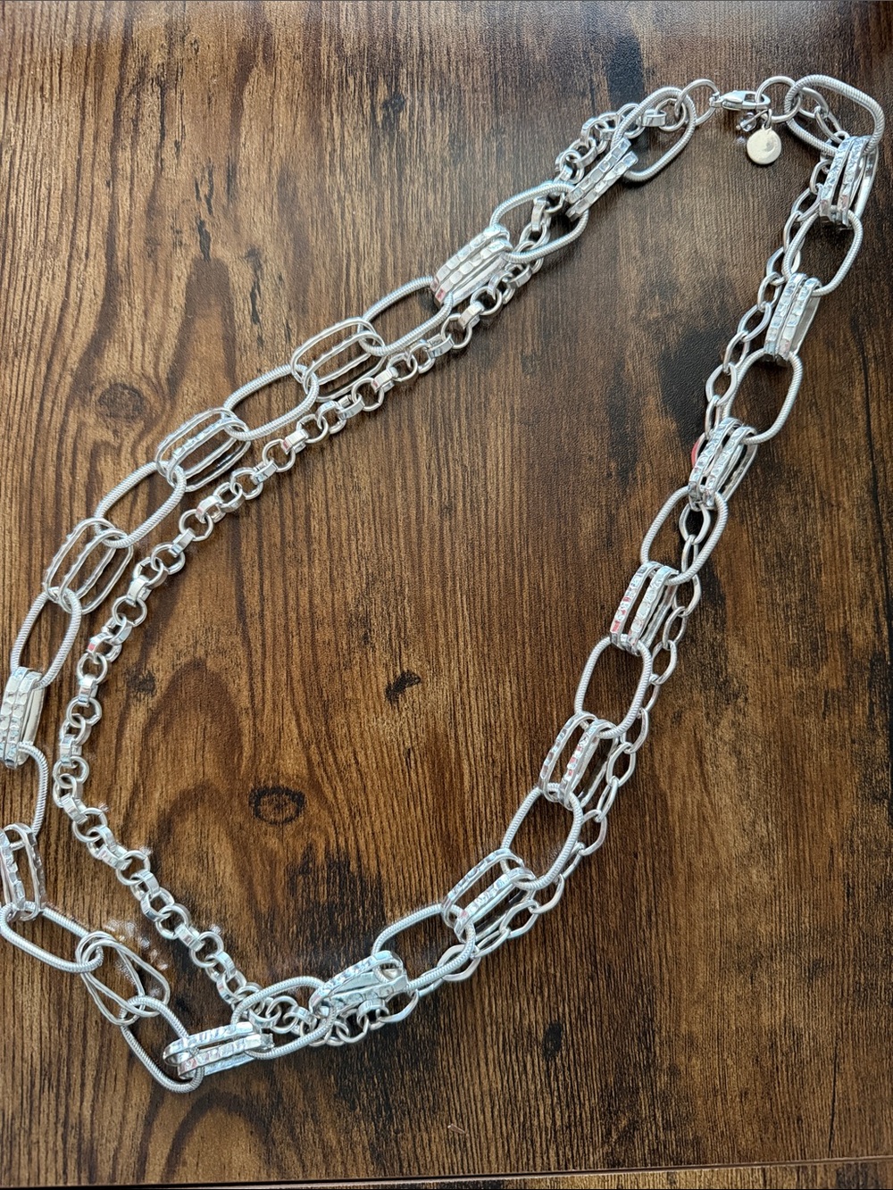 Silver Link Multi-Strand Chain Necklace - Women Jewelry